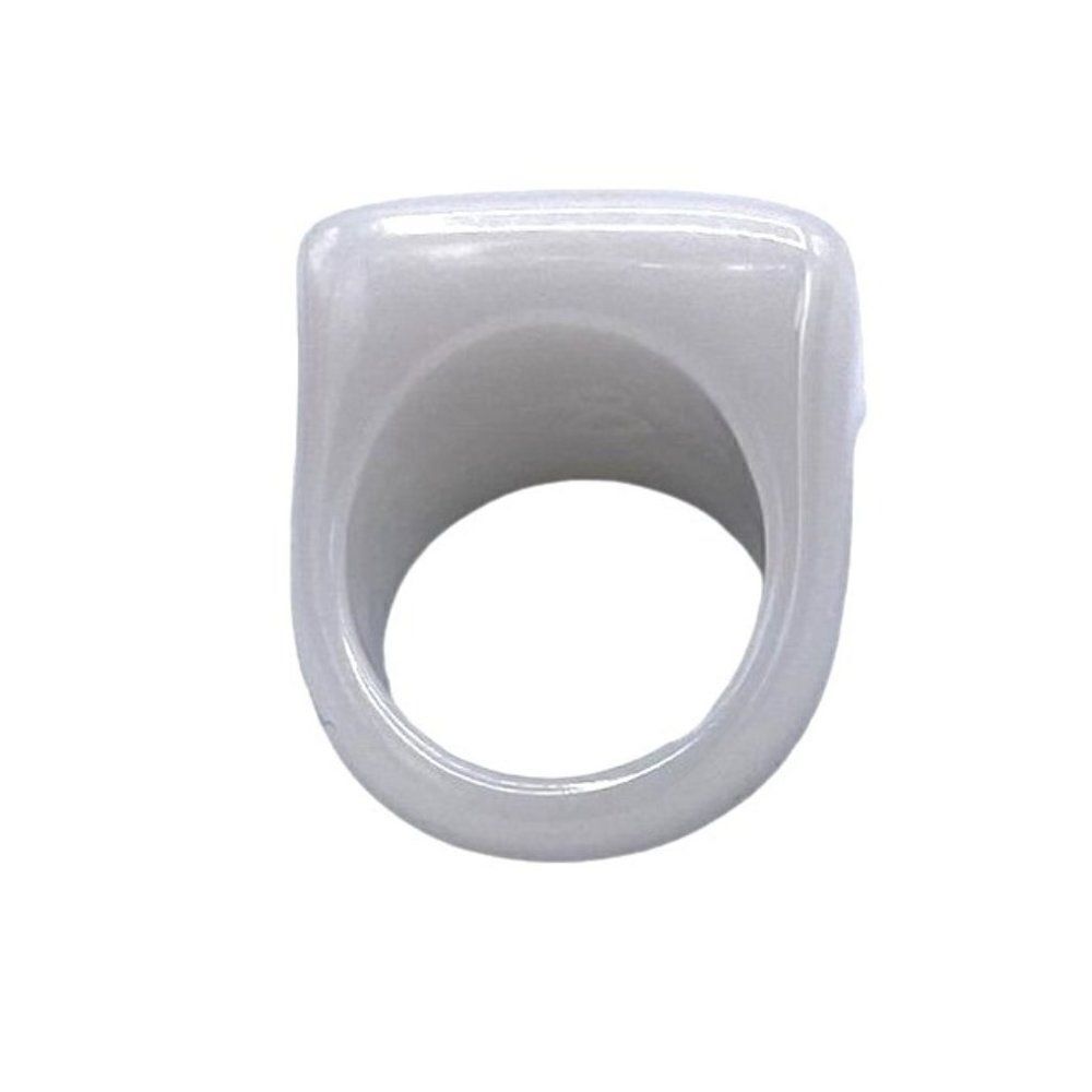 White Acrylic Geometric Square Chunky Statement Ring Size 7 - Picture 5 of 8